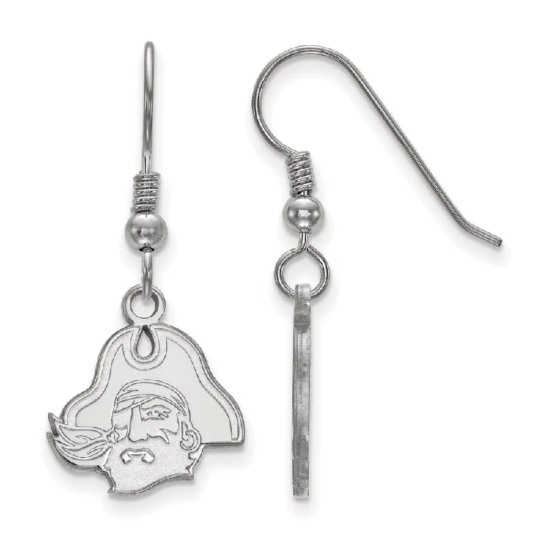 vintage earrings for women -Sterling Silver East Carolina University Small Pirate Dangle Earrings