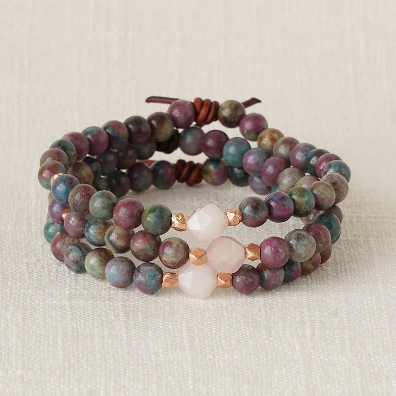 aesthetic bracelets for women -Be Kind Mini Bracelet - Ruby Kyanite & Rose Quartz | A Meaningful Everyday Bracelet