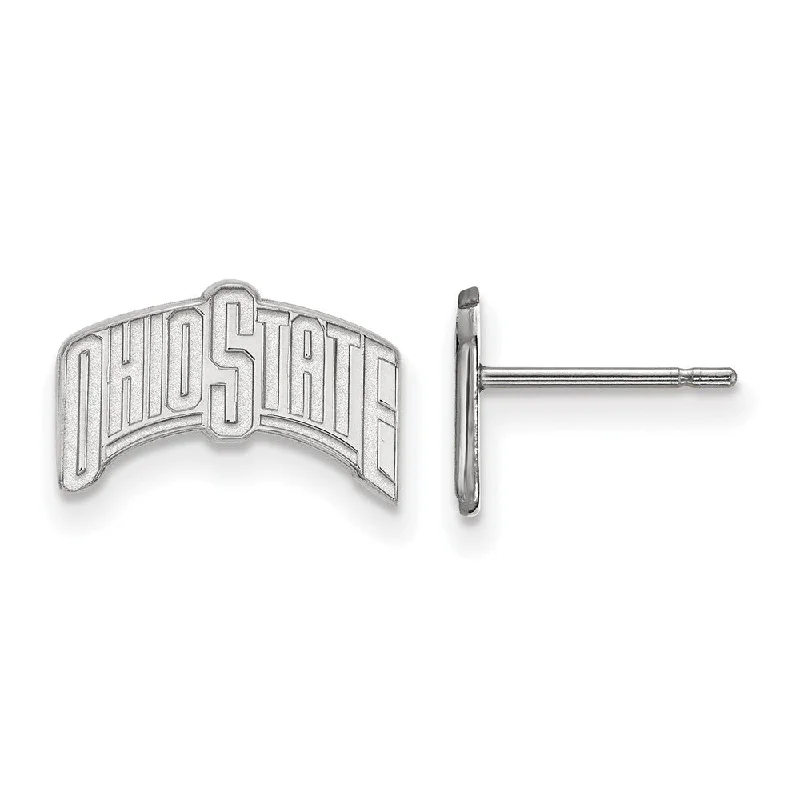 antique earrings for women -Sterling Silver Ohio State University Small Post Earrings