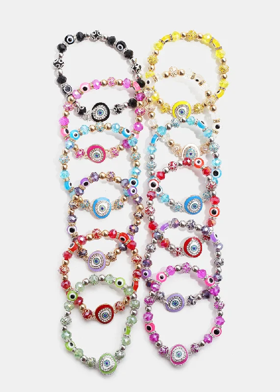 heart-shaped bracelets for women -Big Evil Eye Bead Bracelet