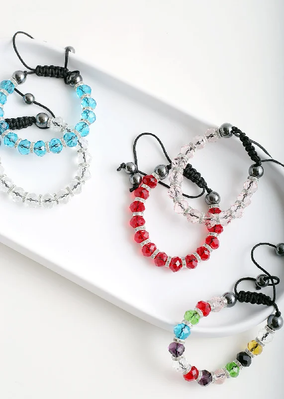 heart charm bracelets for women -Adjustable Translucent Bead Bracelet