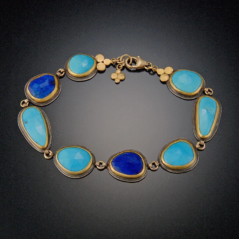 classic pearl bracelets for women -Lapis Lazuli and Turquoise Bracelet