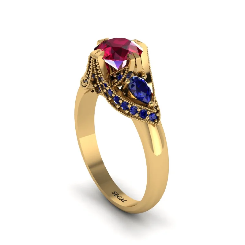 Ruby Vintage Round Cut Engagement Ring - Kali No. 70