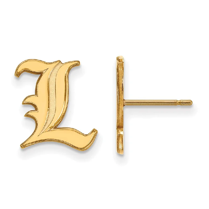 best luxury earrings for women -10k Yellow Gold University of Louisville Sm Initial L Post Earrings