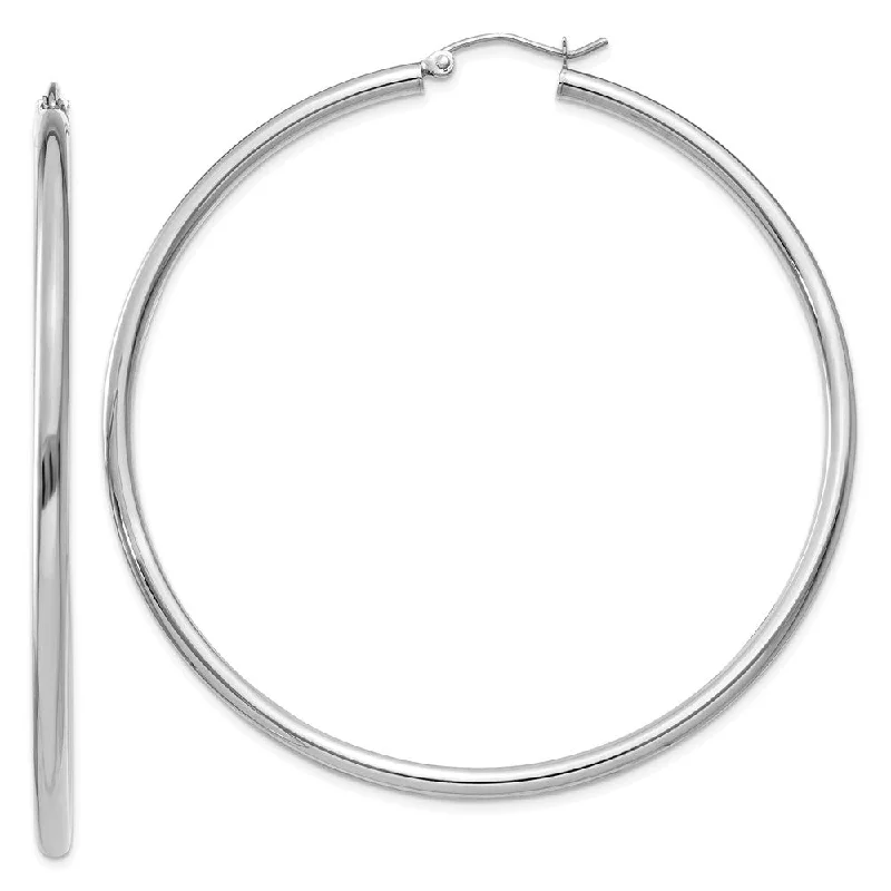 drop earrings for women -2.5mm x 60mm 14k White Gold Classic Round Hoop Earrings