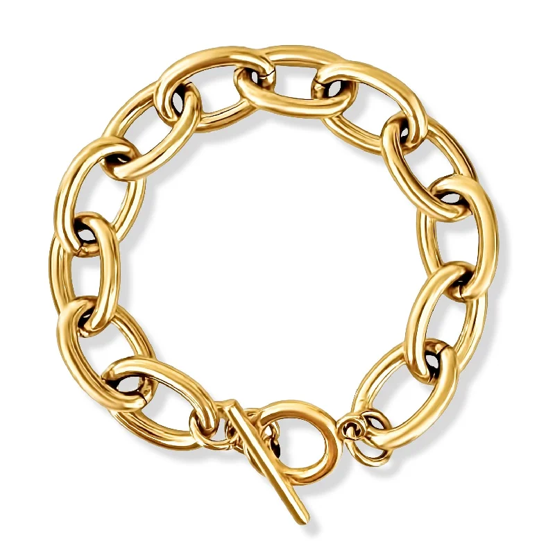 luxury bangle bracelets for women -Allegra Chunky Oval Chain Toggle Bracelet