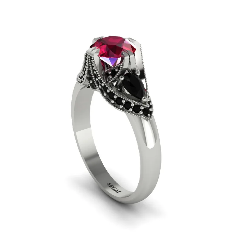 Ruby Vintage Round Cut Engagement Ring - Kali No. 42