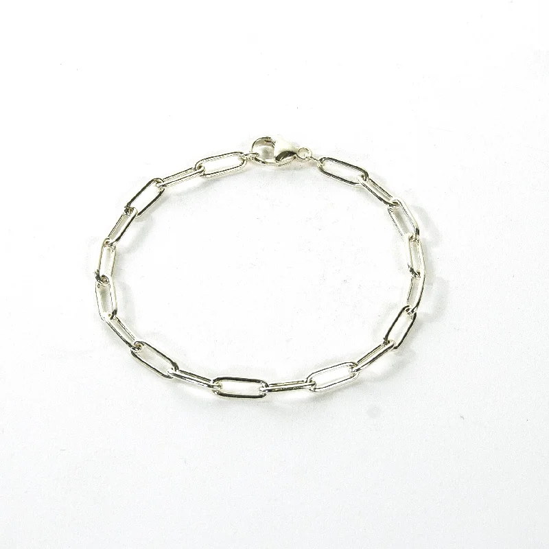 sterling silver bangles for women -Thin Paperclip Bracelet