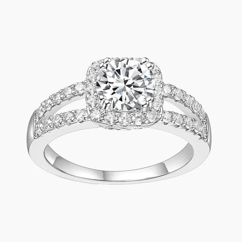 925 Sterling Silver Round Cut Cubic Zirconia Bridal Engagement Ring