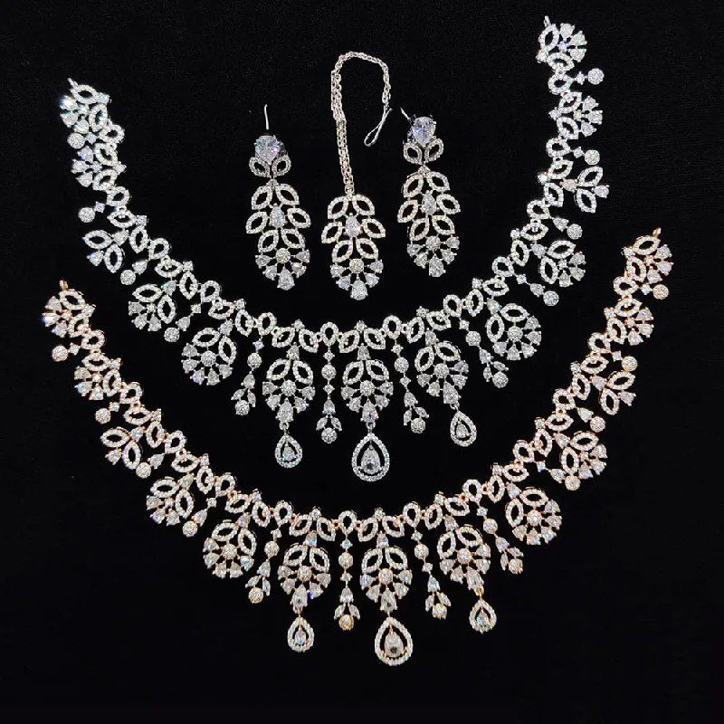 floral necklaces for women -JCM American Diamonds Necklace Set