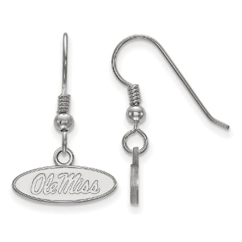 antique earrings for women -Sterling Silver University of Mississippi XS Tiny Dangle Wire Earrings