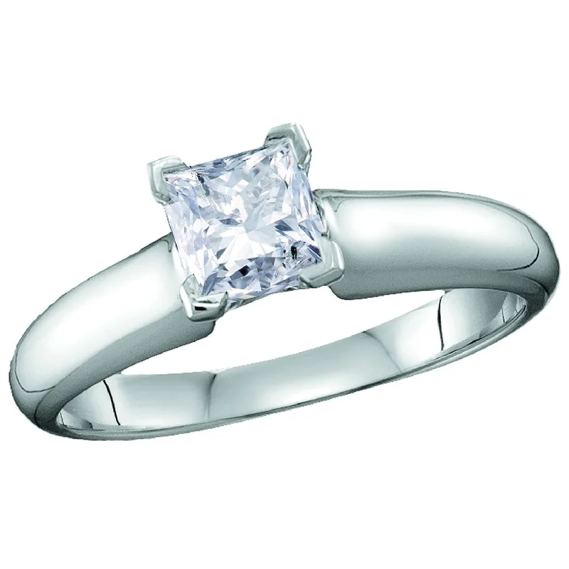 Signature Certificate 1 1/4 CTW Princess Cut Diamond Solitaire Engagement Ring in 14KT White Gold