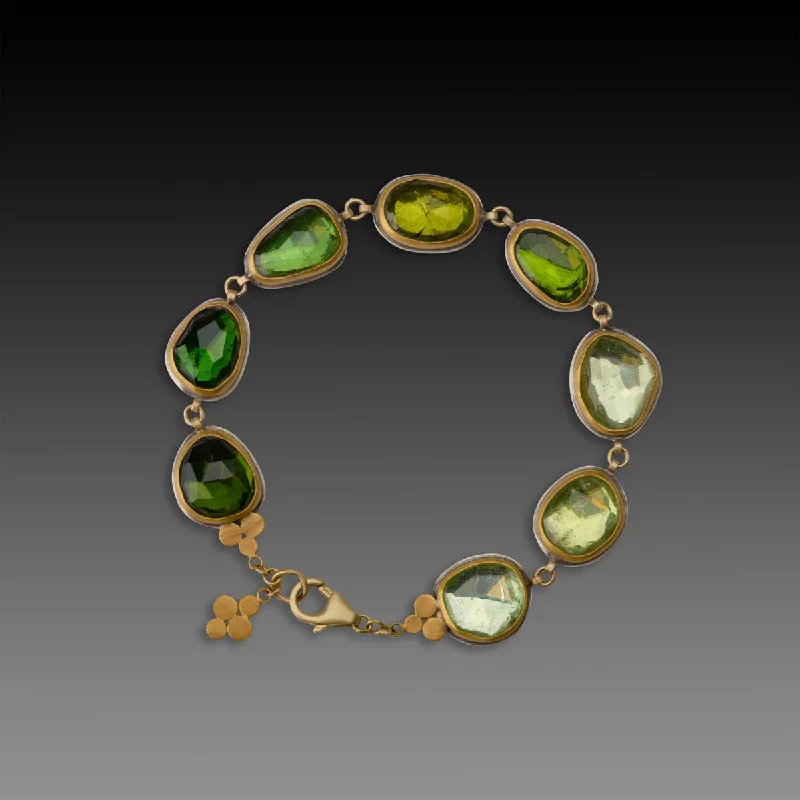 elegant cuff bangles for women -Green Tourmaline Ombre Bracelet