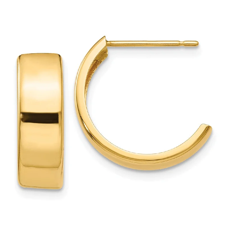 romantic earrings for women -5.5mm x 16mm Polished 14k Yellow Gold J-Hoop Earrings