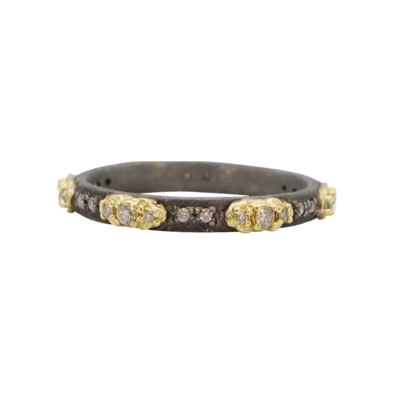 bold rings for women -Old World Stacking Band with Champagne Diamonds