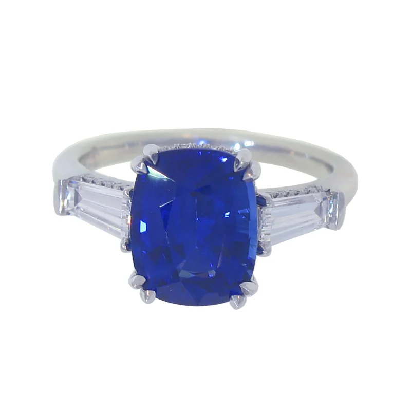 layered rings for women -Blue Sapphire & Diamond Ring