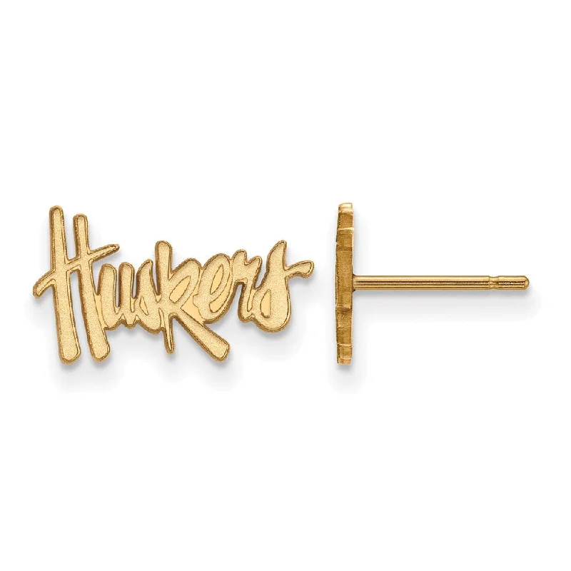 designer earrings for women -10k Yellow Gold University of Nebraska XS 'Huskers' Post Earrings