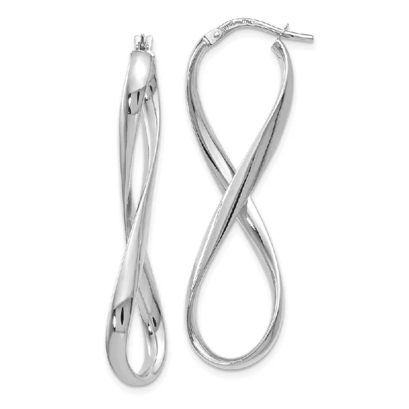 fashion earrings for women -3mm Infinity Hoop Earrings in 14k White Gold, 45mm (1 3/4 Inch)