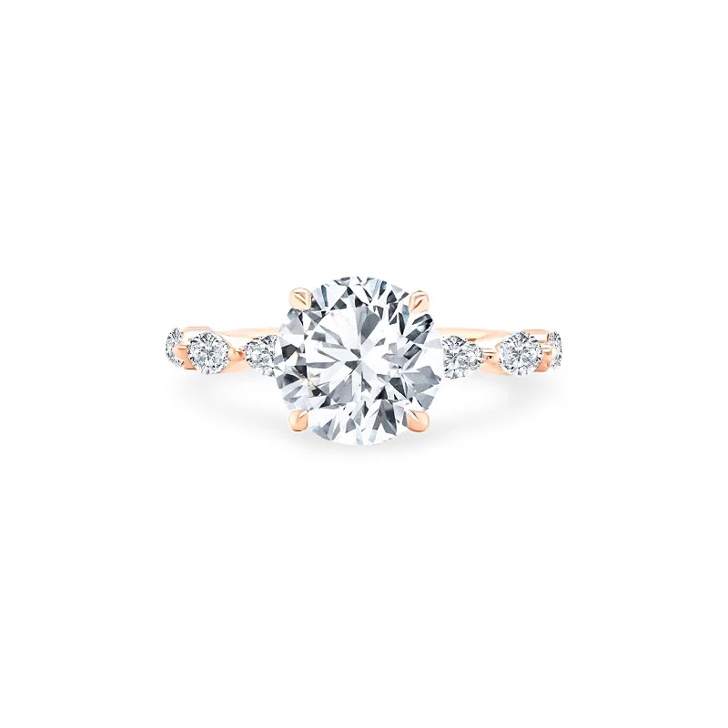 sun and moon rings for women -Round Solitaire on Marquise Cut Band