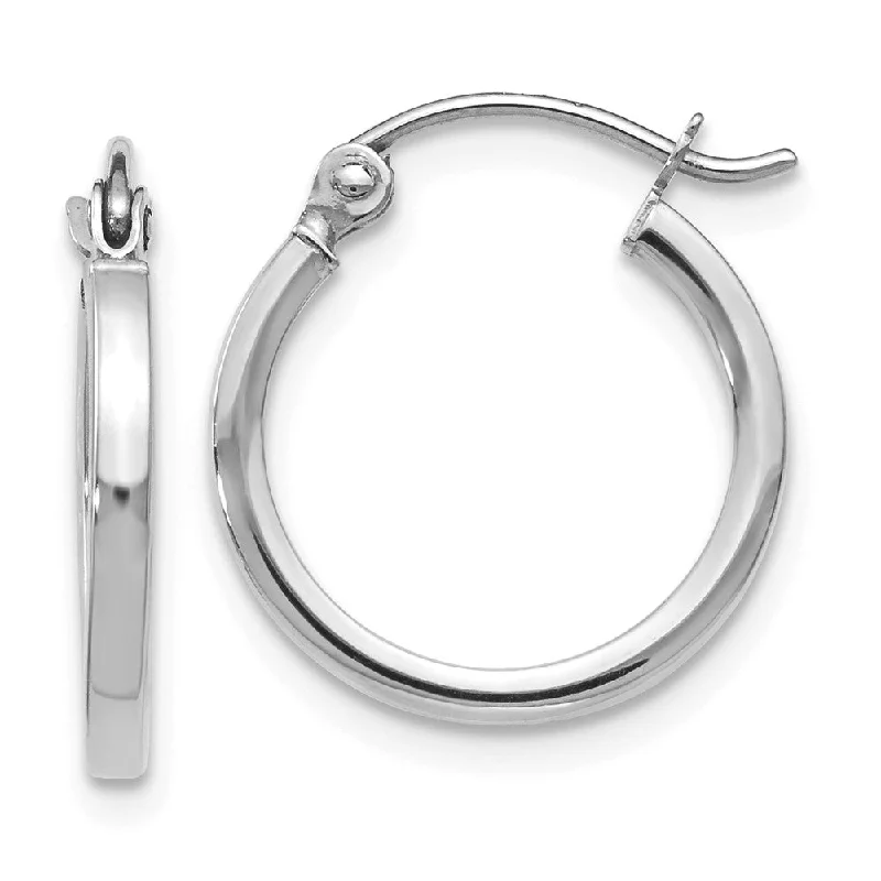 unique handcrafted earrings -14k White Gold Square Tube Round Hoop Earrings, 1.5 x 15mm (9/16 Inch)