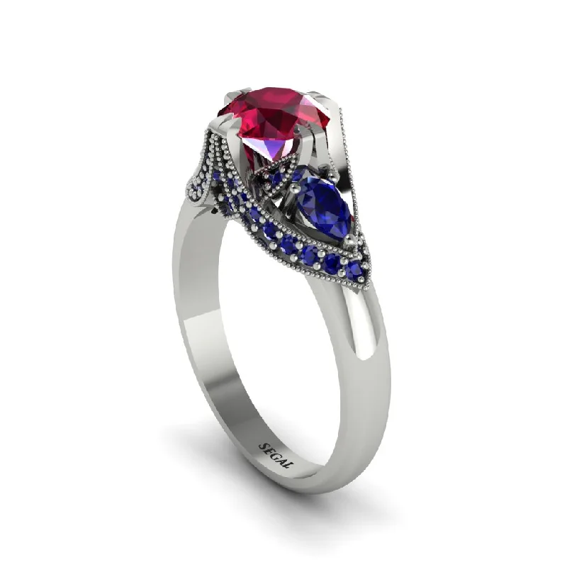 Ruby Vintage Round Cut Engagement Ring - Kali No. 72