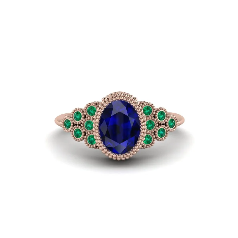 Emerald Milgrain Beaded Bezel Engagement Ring - Stacy No. 29