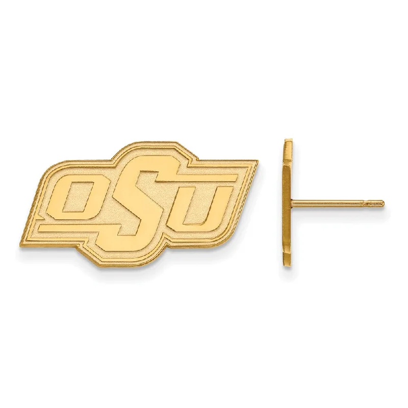 chunky earrings for women -10k Yellow Gold Oklahoma State University Small Post Earrings