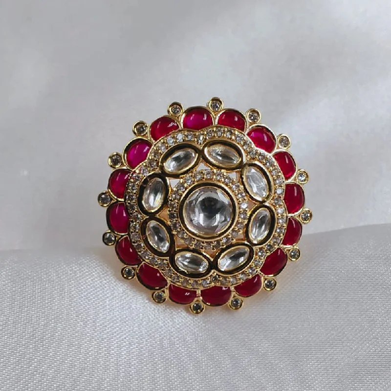 huggie rings for women -Akruti Collection Gold Plated Kundan Stone Ring