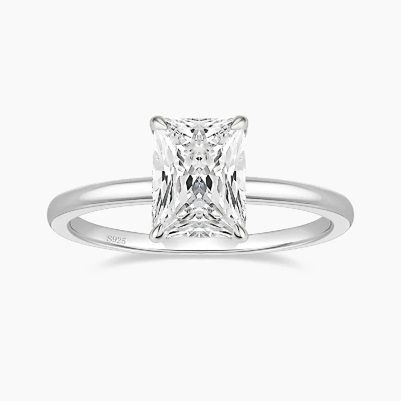 3CT S925 Radiant Cut Cubic Zirconia Engagement Ring