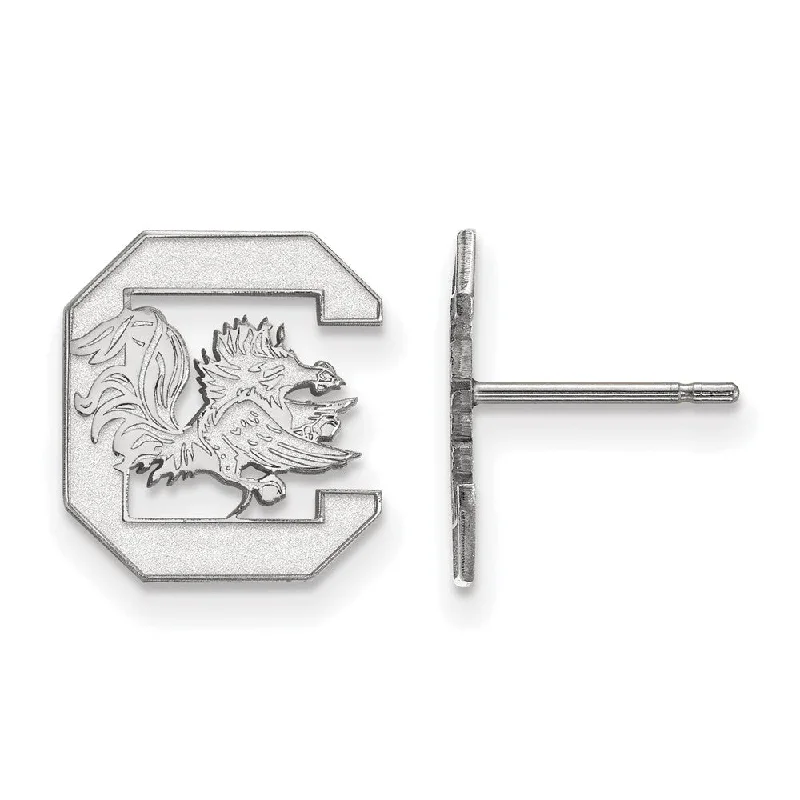 small huggie earrings for women -10k White Gold U of South Carolina Small Post Earrings