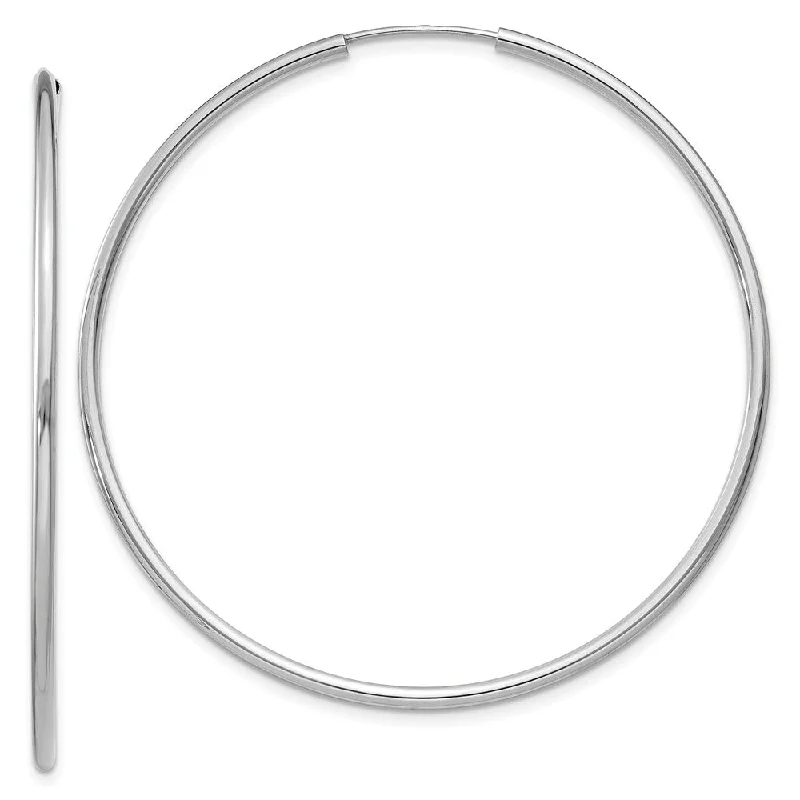 textured hoop earrings for women -1.5mm, 14k White Gold Endless Hoop Earrings, 46mm (1 3/4 Inch)