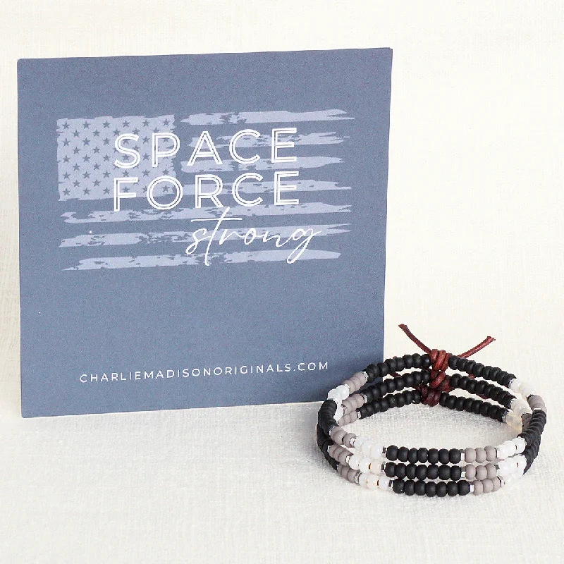 best luxury bracelets for women -Space Force Strong Bracelet | Tiny Stacker Seed Bead Bracelet