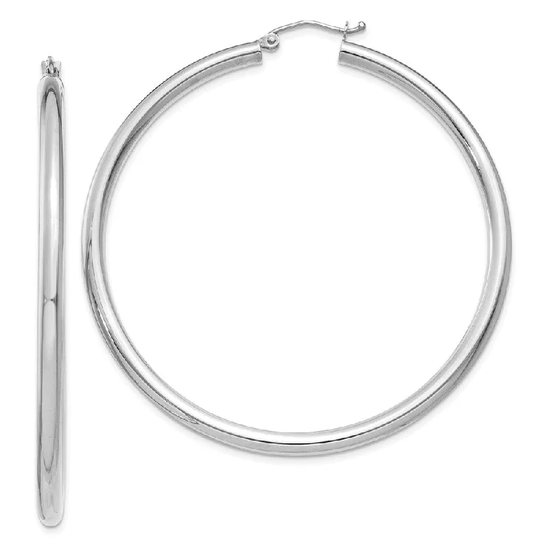 antique earrings for women -3mm x 55mm 14k White Gold Classic Round Hoop Earrings