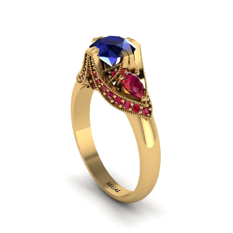 Sapphire Vintage Round Cut Engagement Ring - Kali No. 58