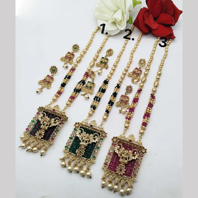 classic chain necklaces for women -FS Collection Gold Plated Long Necklace Set (1 Piece Only Assorted Design)