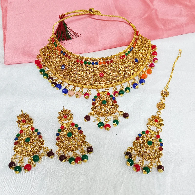 gothic necklaces for women -Darshana Jewels Gold Plated Crystal Stone Choker Necklace Set