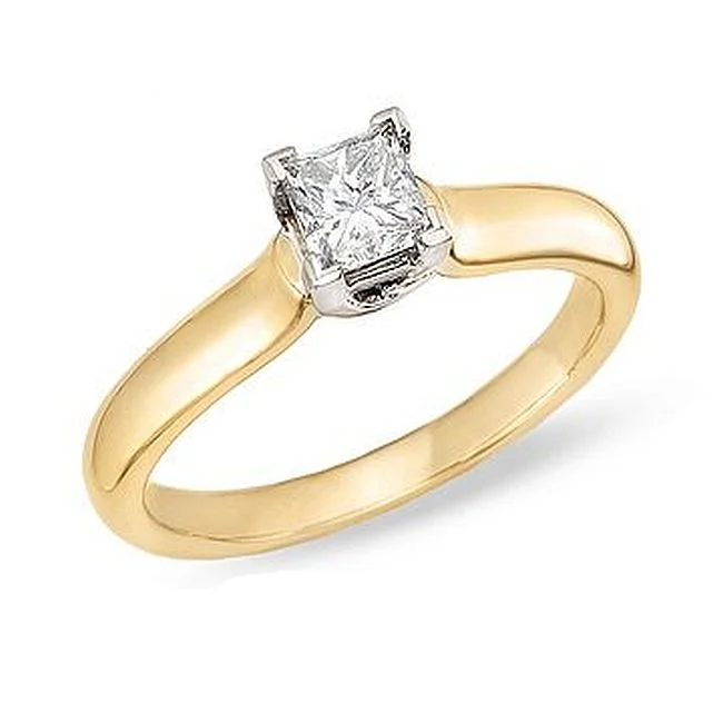 Signature Certificate 3/4 CTW Princess Cut Diamond Solitaire Engagement Ring in 14KT Yellow Gold