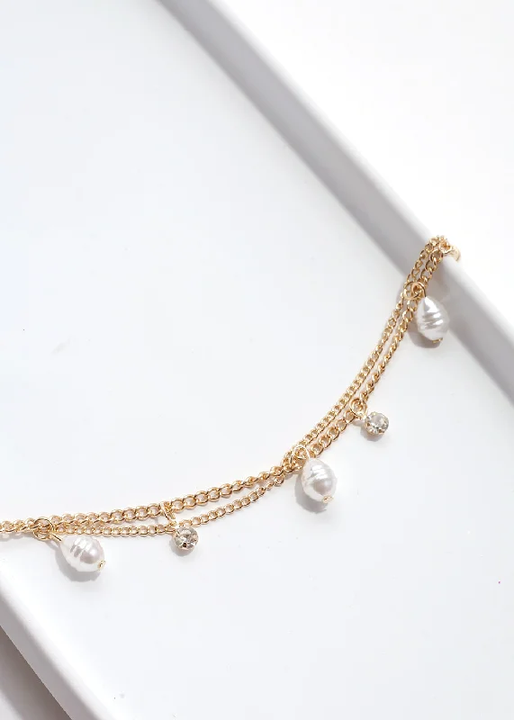 textured bangles for women -Layered Bracelet with Pearls