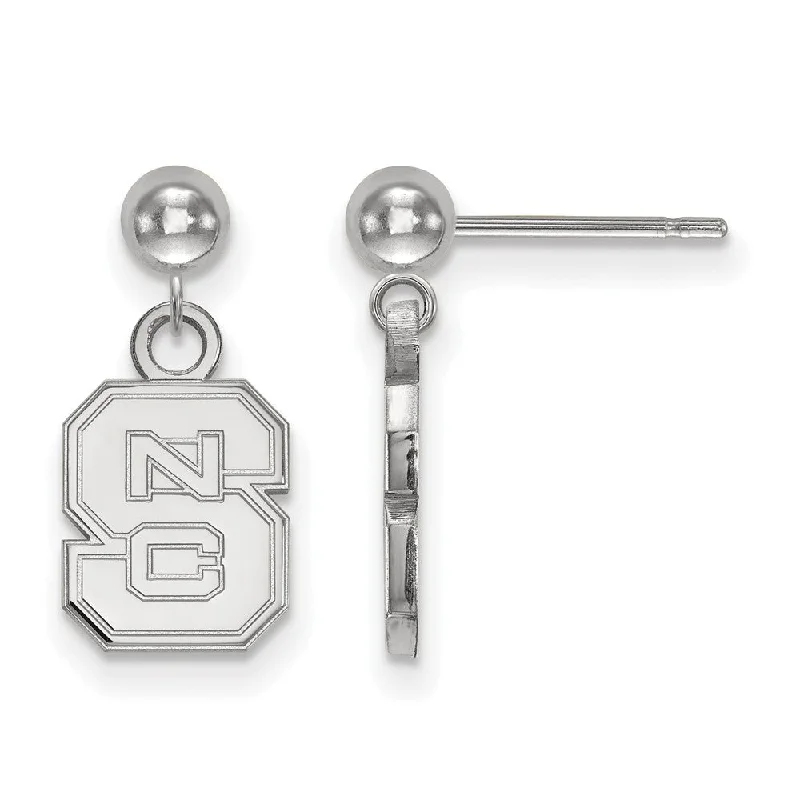 trendy aesthetic earrings for women -Sterling Silver North Carolina State 'NCS' Dangle Earrings