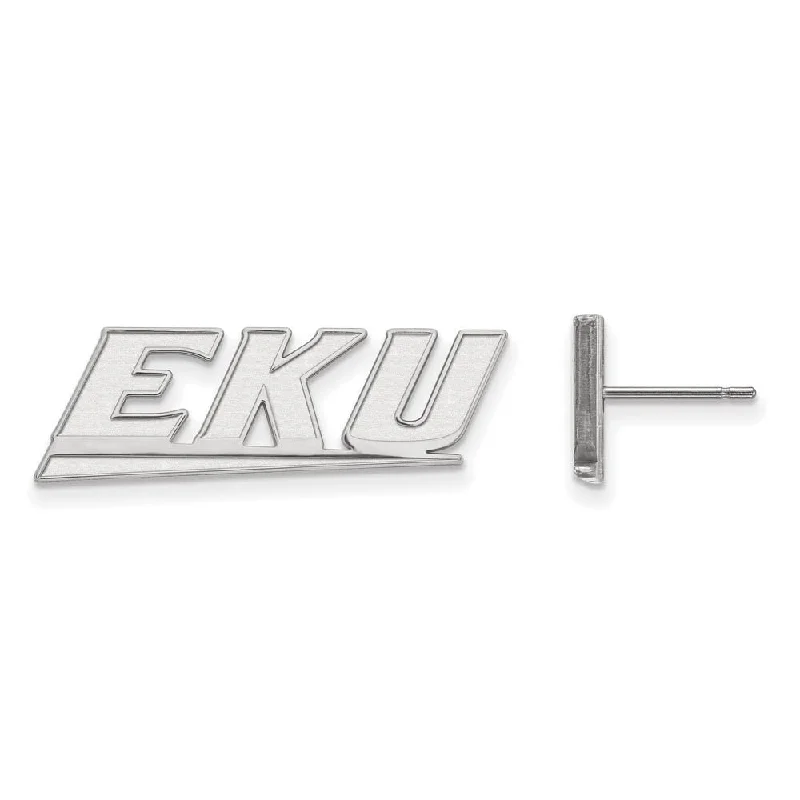 asymmetrical earrings for women -14k White Gold Eastern Kentucky University Small Post Earrings