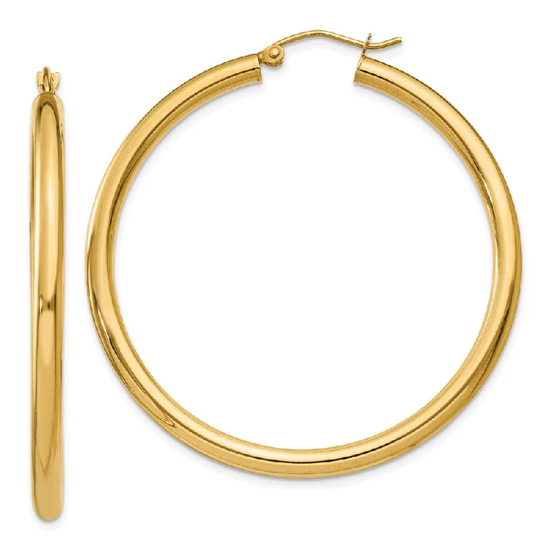 fashion earrings for women -3mm x 45mm 14k Yellow Gold Classic Round Hoop Earrings