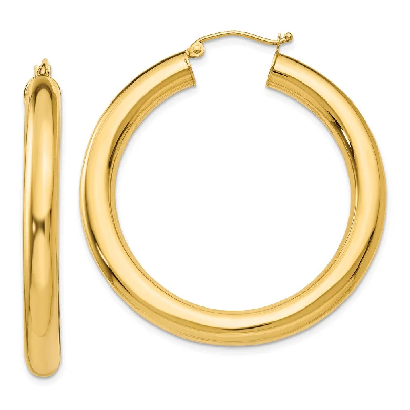 statement earrings for women -5mm, 14k Yellow Gold Classic Round Hoop Earrings, 40mm (1 1/2 Inch)