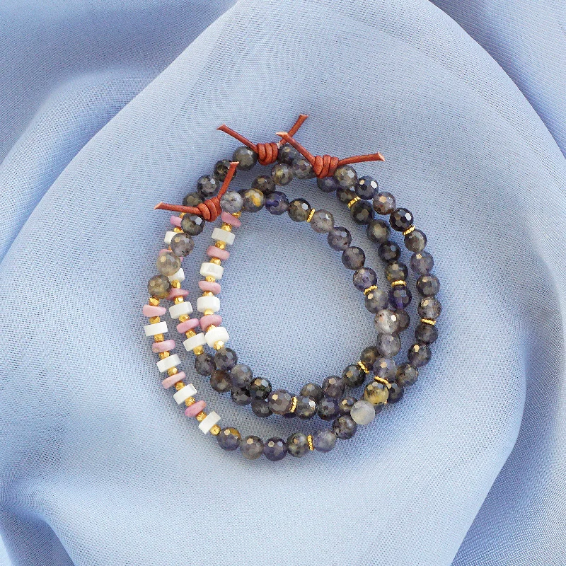 trendy bracelets for women -Iolite & Mother of Pearl Mini Bracelet | 2024 Holiday Exclusive