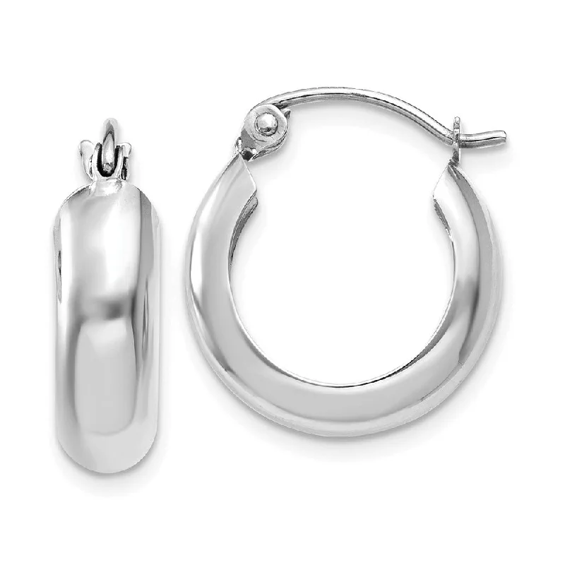 drop earrings for women -4.75mm, 14k White Gold Half Round Hoop Earrings, 12mm (7/16 Inch)