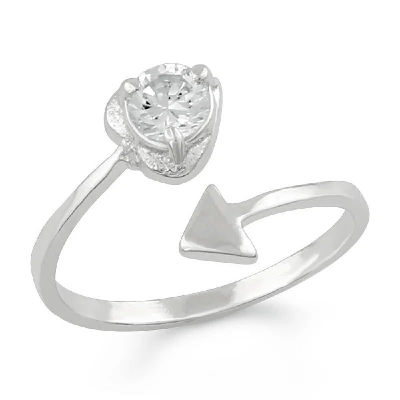 solitaire rings for women -Darshana Jewels Silver Plated Austrian Stone Adjustable Ring