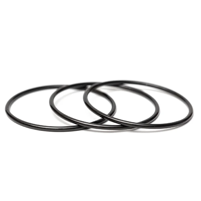 minimalist bracelets for women -Black Luxe Bangle Bracelets