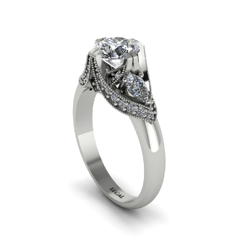 Diamond Vintage Round Cut Engagement Ring - Kali No. 3