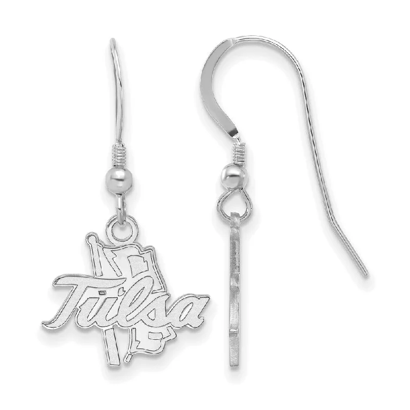 textured earrings for women -Sterling Silver The University of Tulsa Small Dangle Earrings