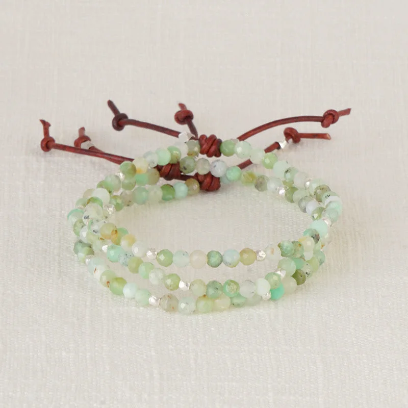 classic silver bracelets for women -Tiny Mantras Bracelet - Chrysoprase | Daily Intention Bracelet