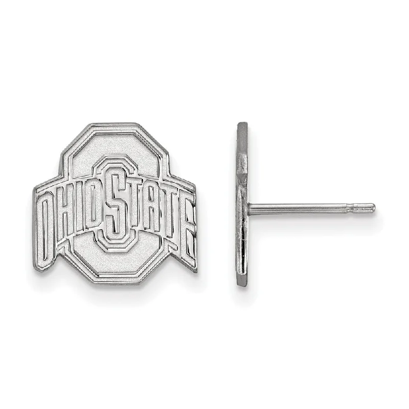 huggie earrings for women -Sterling Silver Ohio State University Small Logo Post Earrings